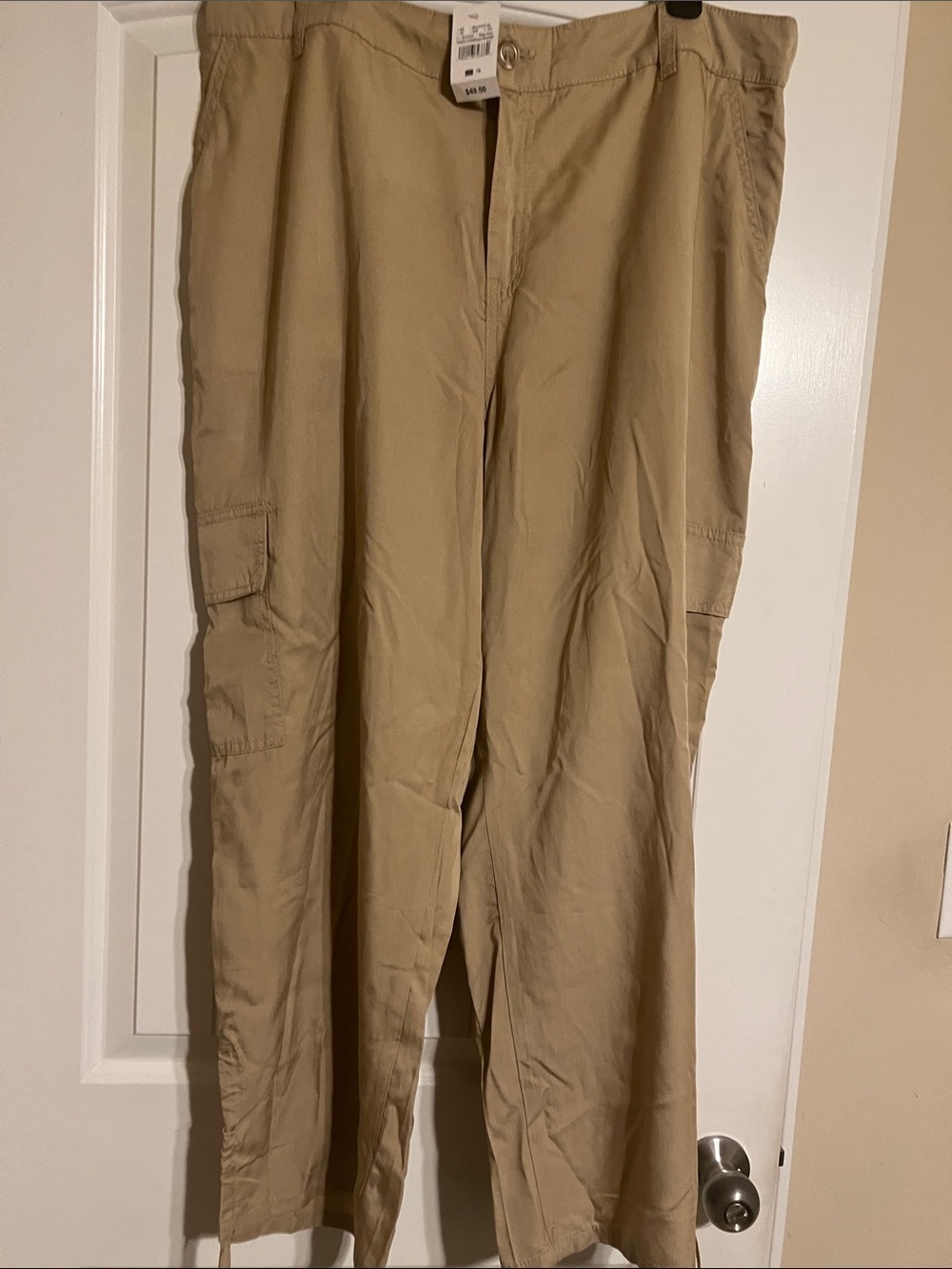 Ashley Stewart Straight-Leg Cargo Pants in Khaki